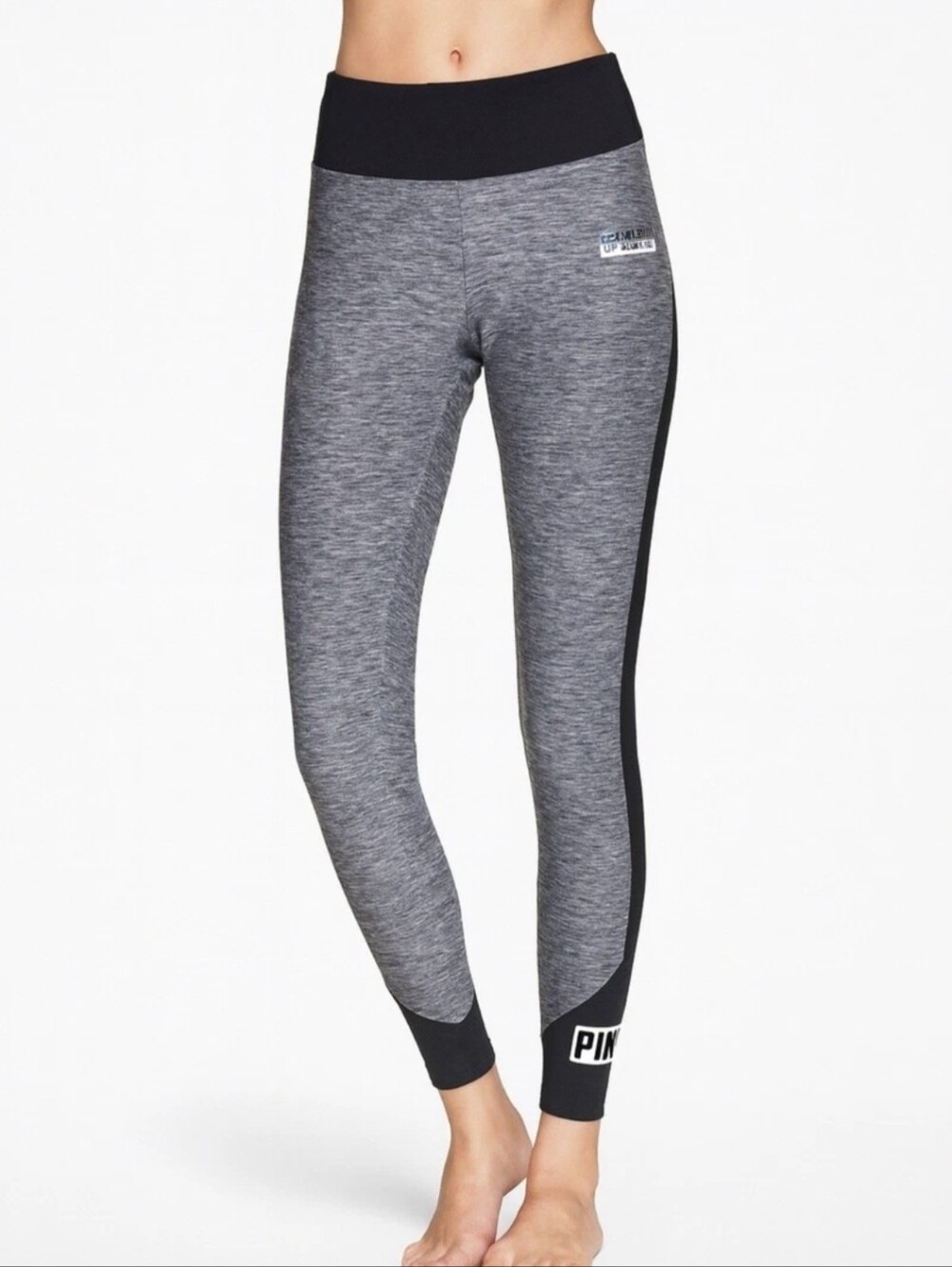 Victoria's Secret PINK Ultimate Yoga Leggings Grey Space Dye Colorblock Size M